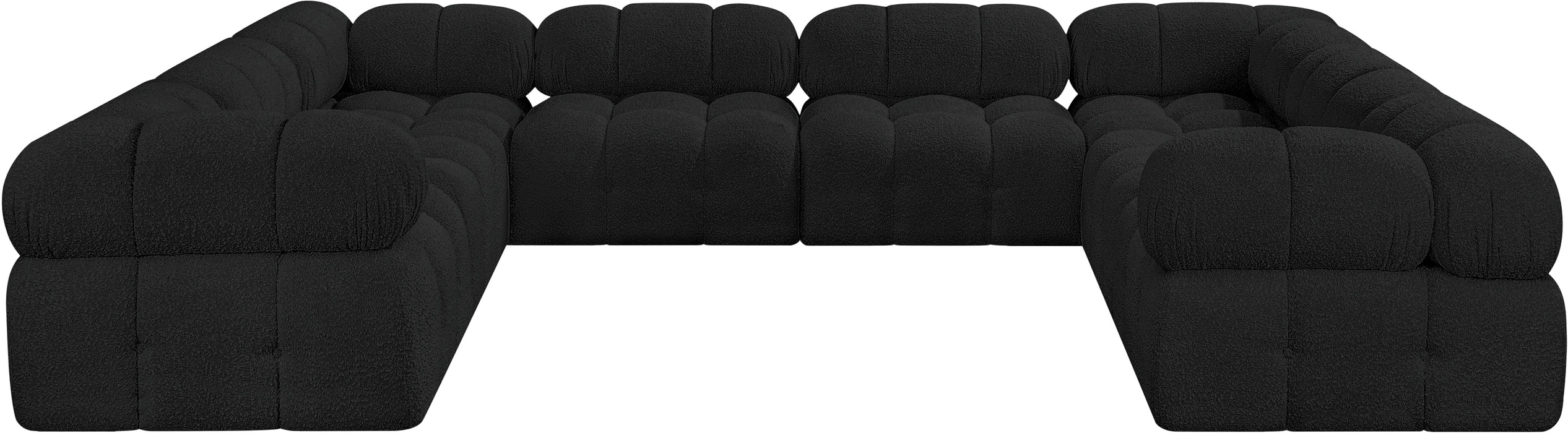 Meridian Furniture - Ames 136" Boucle Fabric Upholstered 8 Piece Modular Sectional Sofa - 611Black-Sec8A - GreatFurnitureDeal