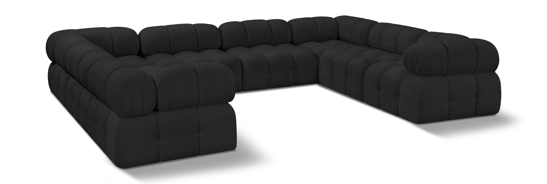 Meridian Furniture - Ames 136" Boucle Fabric Upholstered 8 Piece Modular Sectional Sofa - 611Black-Sec8A - GreatFurnitureDeal