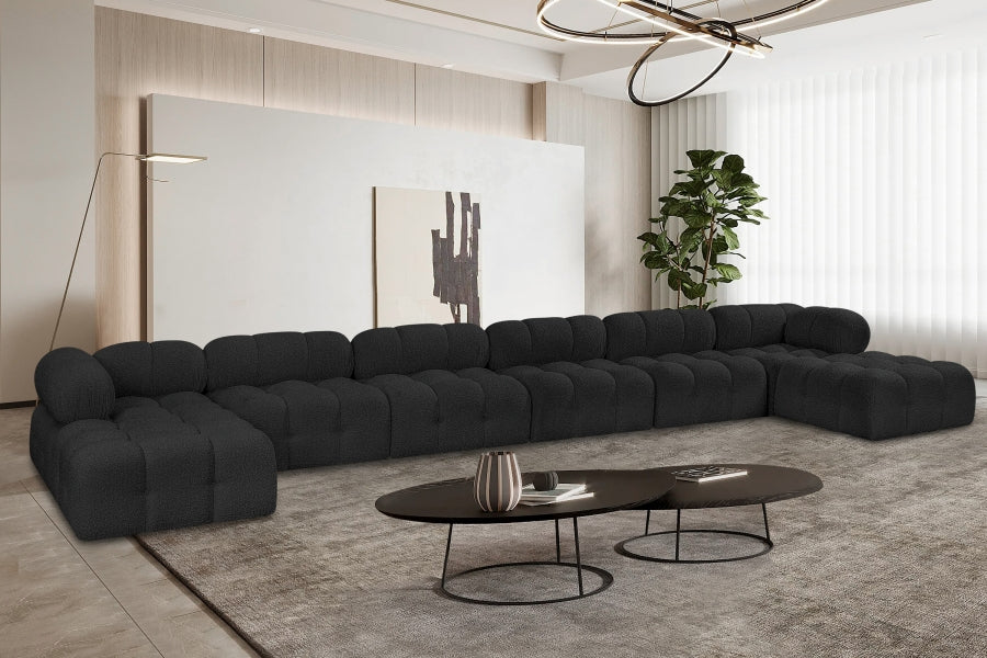 Meridian Furniture - Ames 204" Boucle Fabric Upholstered 8 Piece Modular Sectional - 611Black-Sec8B - GreatFurnitureDeal