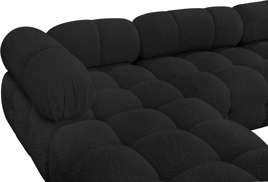 Meridian Furniture - Ames 204" Boucle Fabric Upholstered 8 Piece Modular Sectional - 611Black-Sec8B - GreatFurnitureDeal