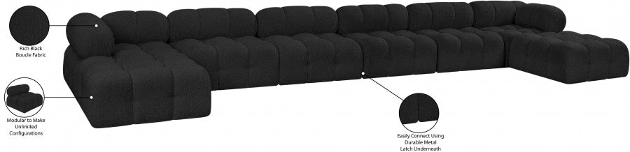 Meridian Furniture - Ames 204" Boucle Fabric Upholstered 8 Piece Modular Sectional - 611Black-Sec8B - GreatFurnitureDeal