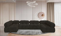 Meridian Furniture - Ames 136" Boucle Fabric Upholstered 6 Piece Modular Sectional - 611Brown-Sec6B - GreatFurnitureDeal