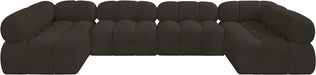 Meridian Furniture - Ames 136" Boucle Fabric Upholstered 6 Piece Modular Sectional - 611Brown-Sec6B - GreatFurnitureDeal
