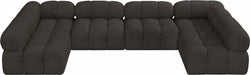 Meridian Furniture - Ames 136" Boucle Fabric Upholstered 6 Piece Modular Sectional - 611Brown-Sec6B - GreatFurnitureDeal