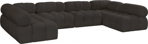 Meridian Furniture - Ames 136" Boucle Fabric Upholstered 6 Piece Modular Sectional - 611Brown-Sec6B - GreatFurnitureDeal