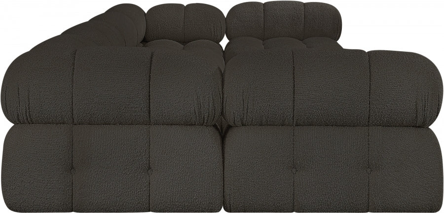 Meridian Furniture - Ames 136" Boucle Fabric Upholstered 6 Piece Modular Sectional - 611Brown-Sec6B - GreatFurnitureDeal