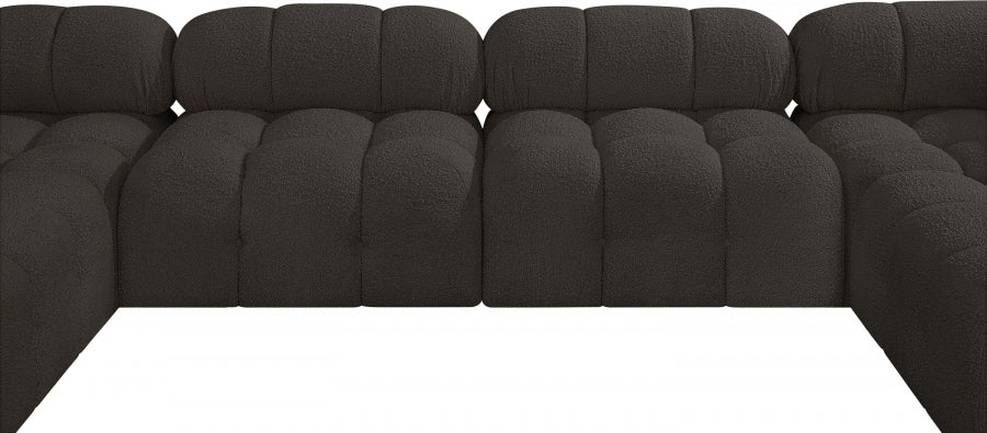 Meridian Furniture - Ames 136" Boucle Fabric Upholstered 6 Piece Modular Sectional - 611Brown-Sec6B - GreatFurnitureDeal