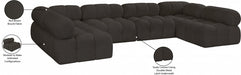 Meridian Furniture - Ames 136" Boucle Fabric Upholstered 6 Piece Modular Sectional - 611Brown-Sec6B - GreatFurnitureDeal