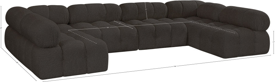 Meridian Furniture - Ames 136" Boucle Fabric Upholstered 6 Piece Modular Sectional - 611Brown-Sec6B - GreatFurnitureDeal