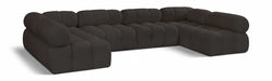 Meridian Furniture - Ames 136" Boucle Fabric Upholstered 6 Piece Modular Sectional - 611Brown-Sec6B - GreatFurnitureDeal