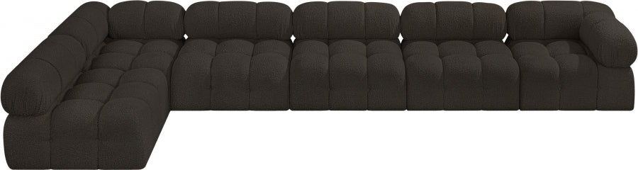 Meridian Furniture - Ames 170" Boucle Fabric Upholstered 6 Piece Modular Sectional - 611Brown-Sec6E - GreatFurnitureDeal
