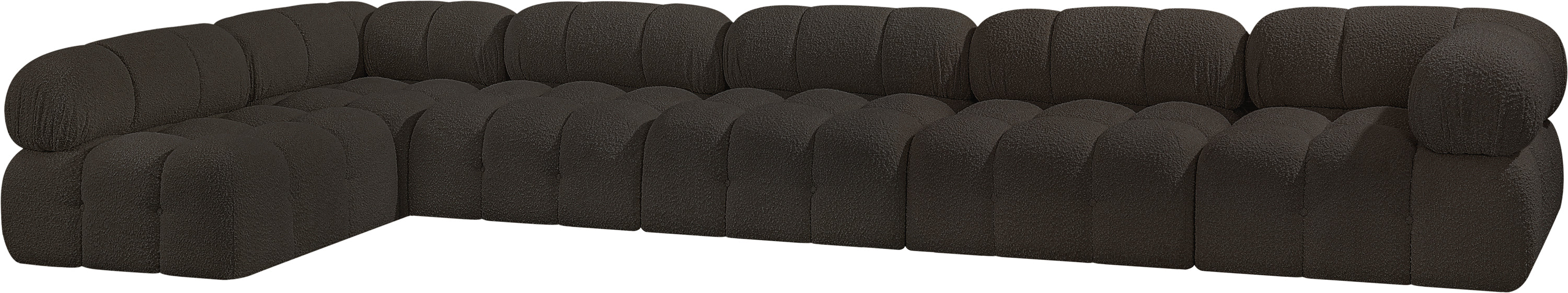 Meridian Furniture - Ames 170" Boucle Fabric Upholstered 6 Piece Modular Sectional - 611Brown-Sec6E - GreatFurnitureDeal