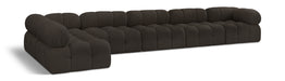 Meridian Furniture - Ames 170" Boucle Fabric Upholstered 6 Piece Modular Sectional - 611Brown-Sec6E - GreatFurnitureDeal