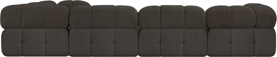 Meridian Furniture - Ames 136" Boucle Fabric Upholstered 6 Piece Modular Sectional - 611Brown-Sec6F - GreatFurnitureDeal