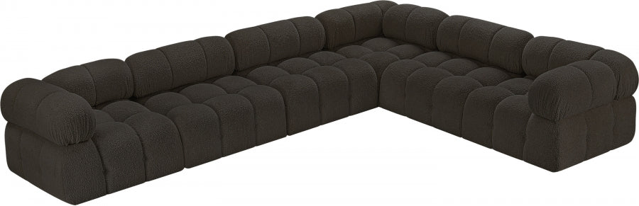 Meridian Furniture - Ames 136" Boucle Fabric Upholstered 6 Piece Modular Sectional - 611Brown-Sec6F - GreatFurnitureDeal