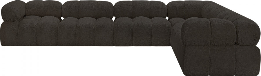 Meridian Furniture - Ames 136" Boucle Fabric Upholstered 6 Piece Modular Sectional - 611Brown-Sec6F - GreatFurnitureDeal