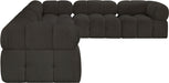 Meridian Furniture - Ames 136" Boucle Fabric Upholstered 6 Piece Modular Sectional - 611Brown-Sec6F - GreatFurnitureDeal