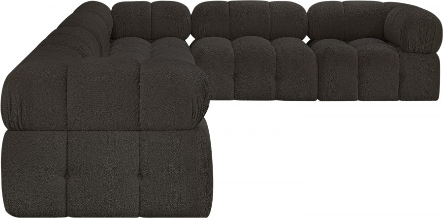Meridian Furniture - Ames 136" Boucle Fabric Upholstered 6 Piece Modular Sectional - 611Brown-Sec6F - GreatFurnitureDeal