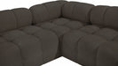 Meridian Furniture - Ames 136" Boucle Fabric Upholstered 6 Piece Modular Sectional - 611Brown-Sec6F - GreatFurnitureDeal