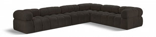 Meridian Furniture - Ames 136" Boucle Fabric Upholstered 6 Piece Modular Sectional - 611Brown-Sec6F - GreatFurnitureDeal