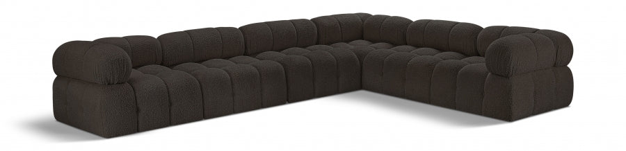 Meridian Furniture - Ames 136" Boucle Fabric Upholstered 6 Piece Modular Sectional - 611Brown-Sec6F - GreatFurnitureDeal