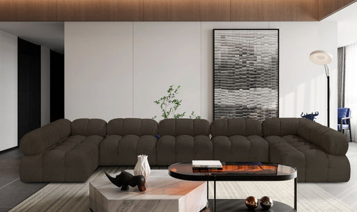Meridian Furniture - Ames 170" Boucle Fabric Upholstered 7 Piece Modular Sectional - 611Brown-Sec7A - GreatFurnitureDeal