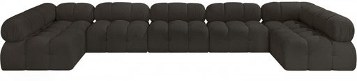 Meridian Furniture - Ames 170" Boucle Fabric Upholstered 7 Piece Modular Sectional - 611Brown-Sec7A - GreatFurnitureDeal
