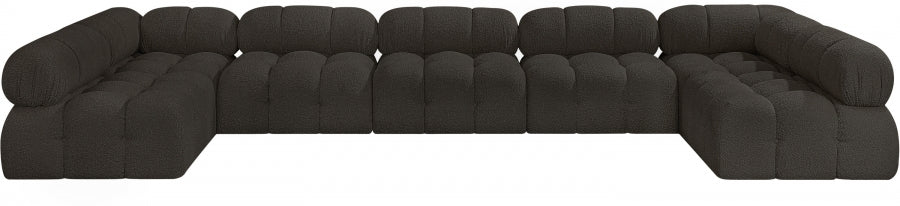 Meridian Furniture - Ames 170" Boucle Fabric Upholstered 7 Piece Modular Sectional - 611Brown-Sec7A - GreatFurnitureDeal