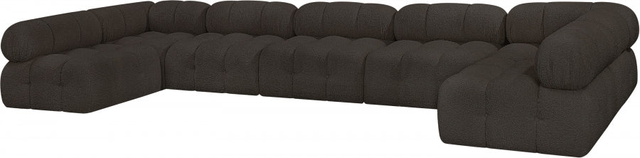 Meridian Furniture - Ames 170" Boucle Fabric Upholstered 7 Piece Modular Sectional - 611Brown-Sec7A - GreatFurnitureDeal