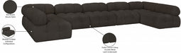Meridian Furniture - Ames 170" Boucle Fabric Upholstered 7 Piece Modular Sectional - 611Brown-Sec7A - GreatFurnitureDeal