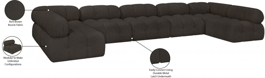 Meridian Furniture - Ames 170" Boucle Fabric Upholstered 7 Piece Modular Sectional - 611Brown-Sec7A - GreatFurnitureDeal