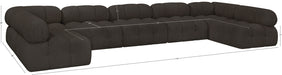 Meridian Furniture - Ames 170" Boucle Fabric Upholstered 7 Piece Modular Sectional - 611Brown-Sec7A - GreatFurnitureDeal