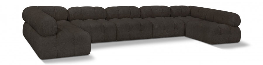 Meridian Furniture - Ames 170" Boucle Fabric Upholstered 7 Piece Modular Sectional - 611Brown-Sec7A - GreatFurnitureDeal