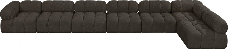 Meridian Furniture - Ames 204" Boucle Fabric Upholstered 7 Piece Modular Sectional - 611Brown-Sec7C - GreatFurnitureDeal
