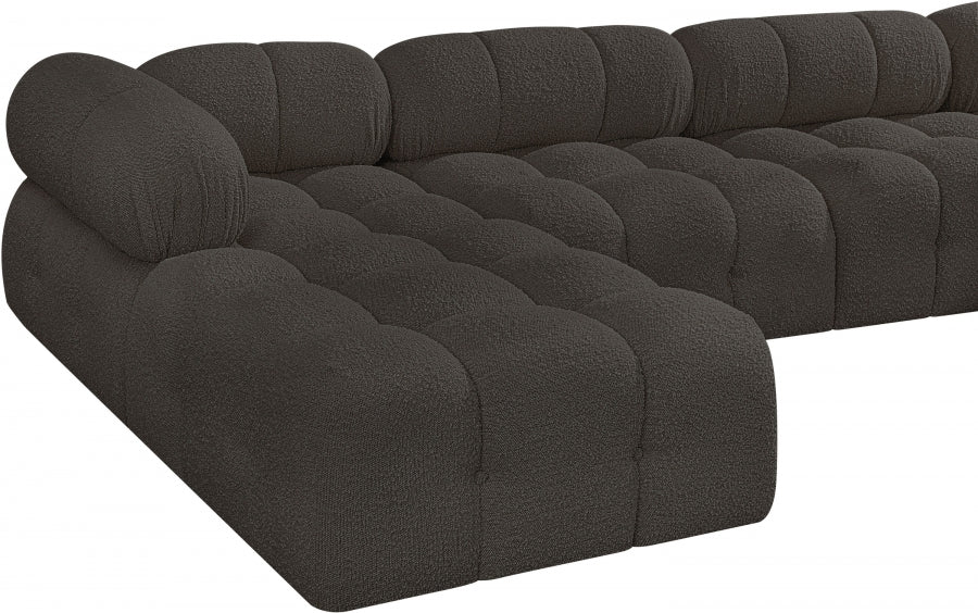 Meridian Furniture - Ames 204" Boucle Fabric Upholstered 7 Piece Modular Sectional - 611Brown-Sec7C - GreatFurnitureDeal