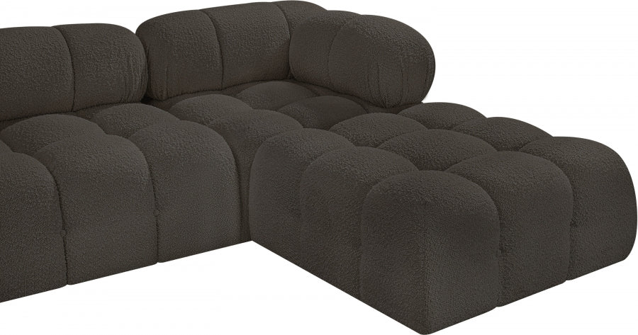 Meridian Furniture - Ames 204" Boucle Fabric Upholstered 7 Piece Modular Sectional - 611Brown-Sec7C - GreatFurnitureDeal