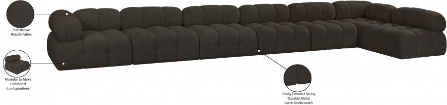 Meridian Furniture - Ames 204" Boucle Fabric Upholstered 7 Piece Modular Sectional - 611Brown-Sec7C - GreatFurnitureDeal