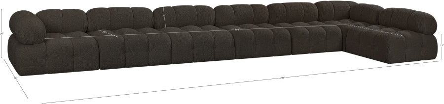 Meridian Furniture - Ames 204" Boucle Fabric Upholstered 7 Piece Modular Sectional - 611Brown-Sec7C - GreatFurnitureDeal