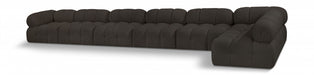 Meridian Furniture - Ames 204" Boucle Fabric Upholstered 7 Piece Modular Sectional - 611Brown-Sec7C - GreatFurnitureDeal