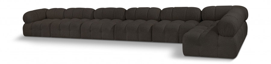 Meridian Furniture - Ames 204" Boucle Fabric Upholstered 7 Piece Modular Sectional - 611Brown-Sec7C - GreatFurnitureDeal