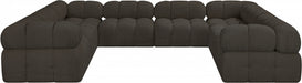 Meridian Furniture - Ames 136" Boucle Fabric Upholstered 8 Piece Modular Sectional Sofa - 611Brown-Sec8A - GreatFurnitureDeal