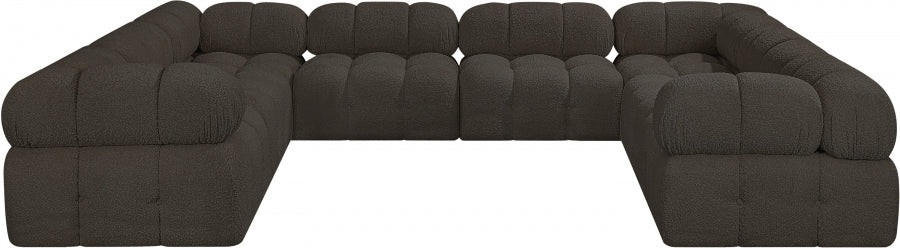 Meridian Furniture - Ames 136" Boucle Fabric Upholstered 8 Piece Modular Sectional Sofa - 611Brown-Sec8A - GreatFurnitureDeal