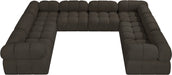 Meridian Furniture - Ames 136" Boucle Fabric Upholstered 8 Piece Modular Sectional Sofa - 611Brown-Sec8A - GreatFurnitureDeal