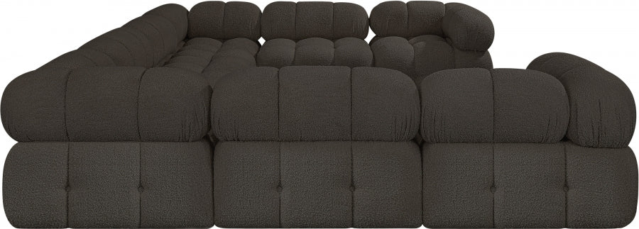 Meridian Furniture - Ames 136" Boucle Fabric Upholstered 8 Piece Modular Sectional Sofa - 611Brown-Sec8A - GreatFurnitureDeal