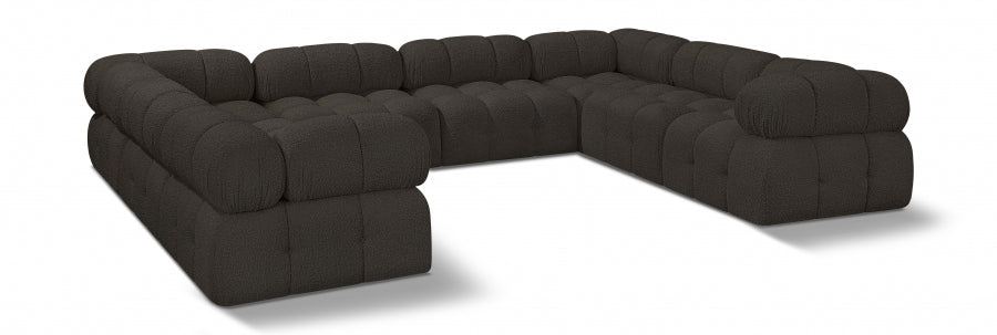 Meridian Furniture - Ames 136" Boucle Fabric Upholstered 8 Piece Modular Sectional Sofa - 611Brown-Sec8A - GreatFurnitureDeal