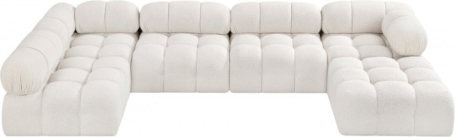 Meridian Furniture - Ames 136" Boucle Fabric Upholstered 6 Piece Modular Sectional - 611Cream-Sec6A - GreatFurnitureDeal