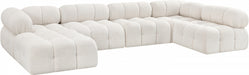 Meridian Furniture - Ames 136" Boucle Fabric Upholstered 6 Piece Modular Sectional - 611Cream-Sec6A - GreatFurnitureDeal