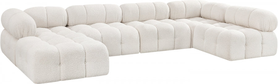 Meridian Furniture - Ames 136" Boucle Fabric Upholstered 6 Piece Modular Sectional - 611Cream-Sec6A - GreatFurnitureDeal