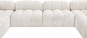 Meridian Furniture - Ames 136" Boucle Fabric Upholstered 6 Piece Modular Sectional - 611Cream-Sec6A - GreatFurnitureDeal