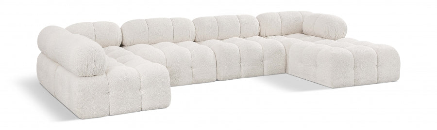 Meridian Furniture - Ames 136" Boucle Fabric Upholstered 6 Piece Modular Sectional - 611Cream-Sec6A - GreatFurnitureDeal